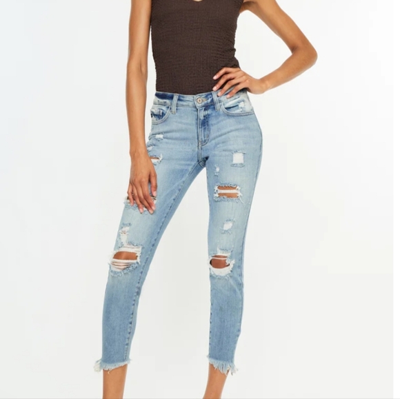 KanCan Denim - KanCan JANINE MID RISE CROPPED SKINNY JEANS Size 3 / 25 Cotton Blend Stretch